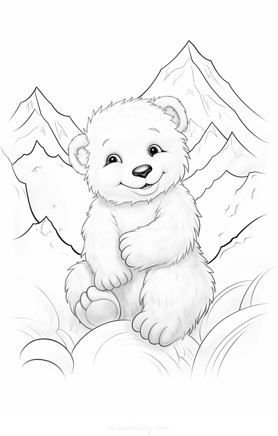 A bear family in the forest coloring page