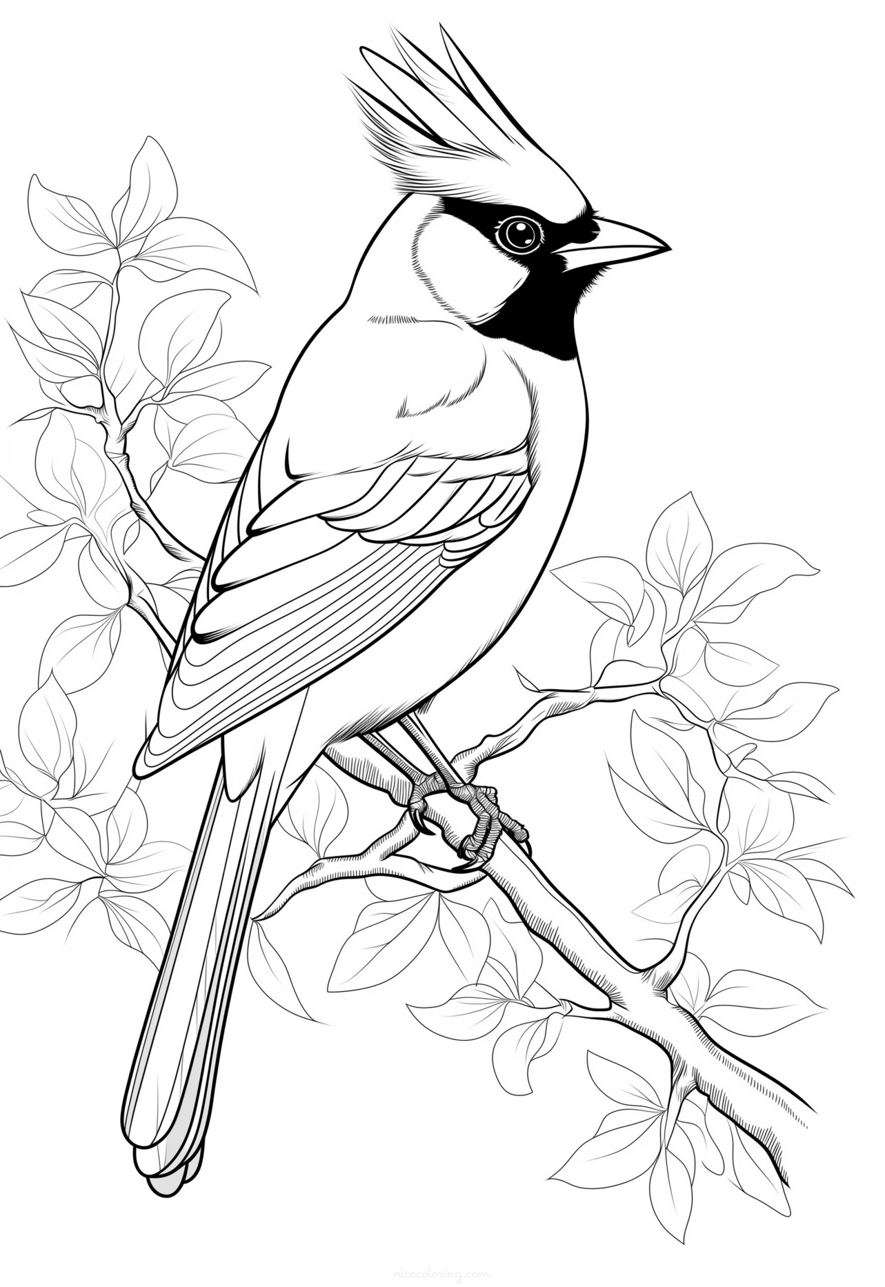 Birds perched on branches coloring page