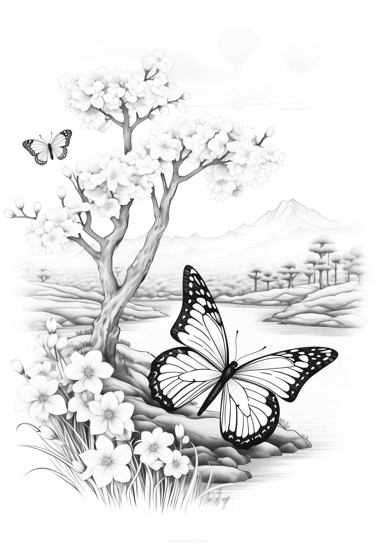 Butterfly with detailed patterns coloring page