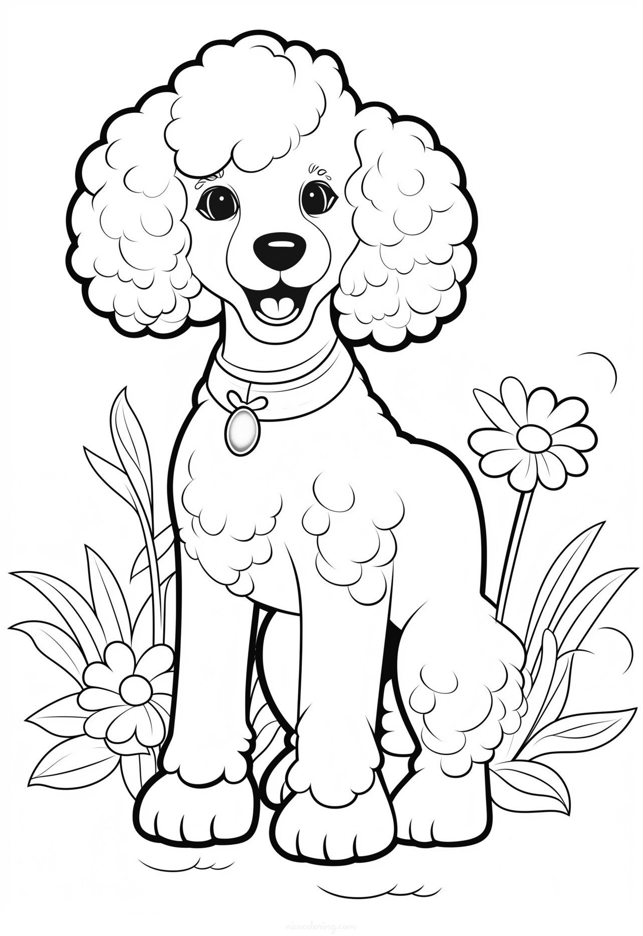Playful dogs in a park coloring page
