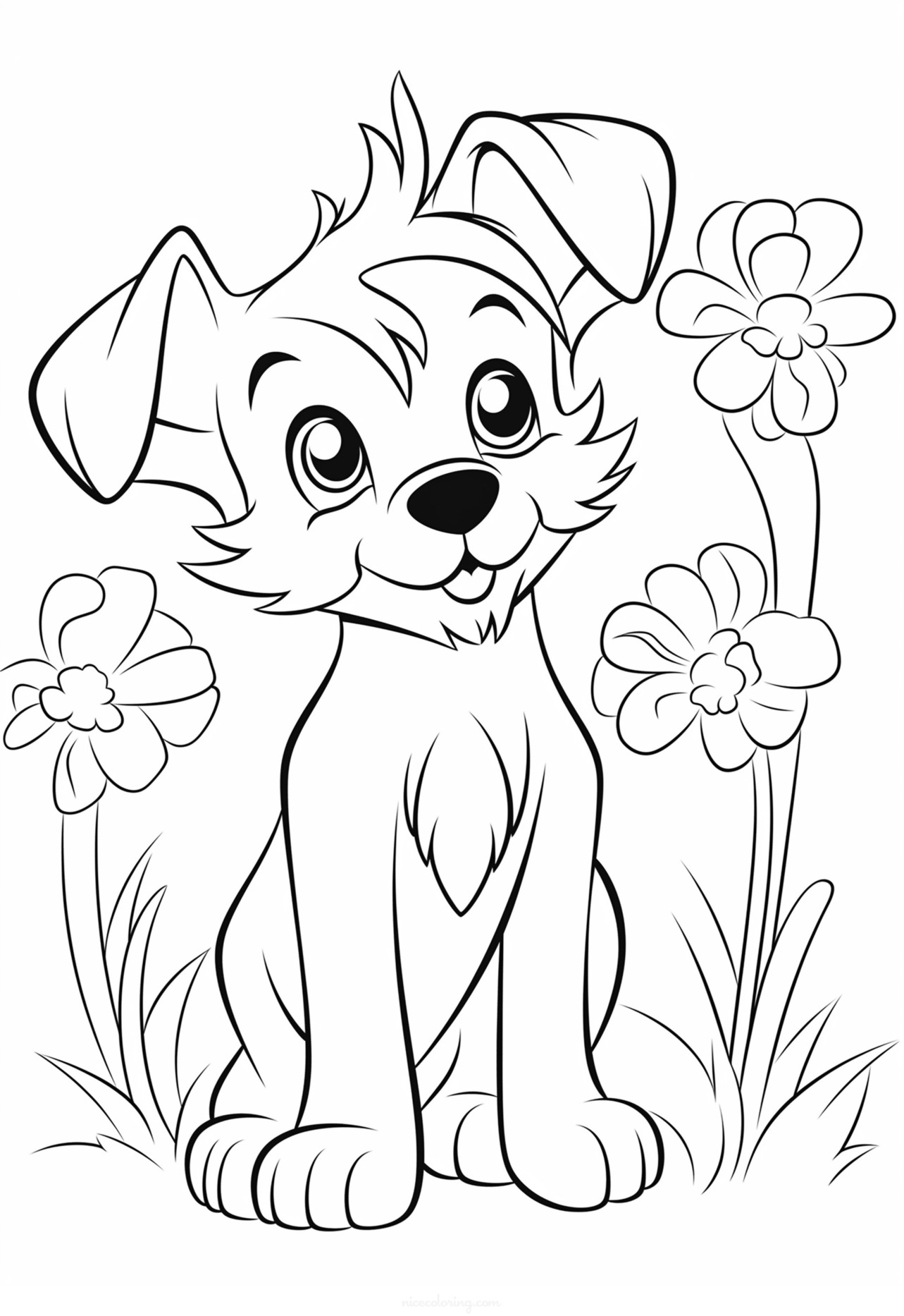 A playful dog waiting to be colored